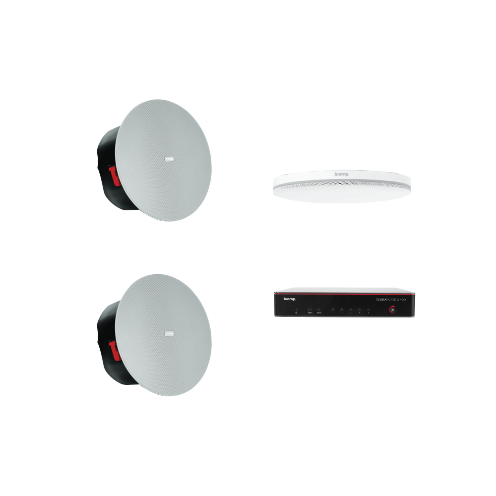 Biamp MRB-M-X400-C - Medium meeting room bundle with TesiraFORTÉ X 400 and white ceiling microphone