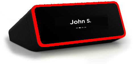 Red kleeo displaying the name John S.