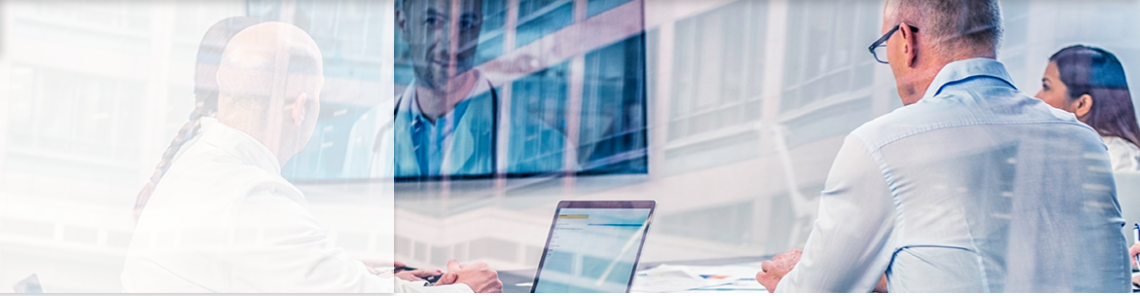 Business meeting through glass with laptop on table, corporate team collaboration in modern office, abstract reflection and professional workspace.