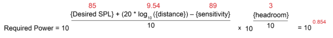 Image of math of speaker db sensitivity.