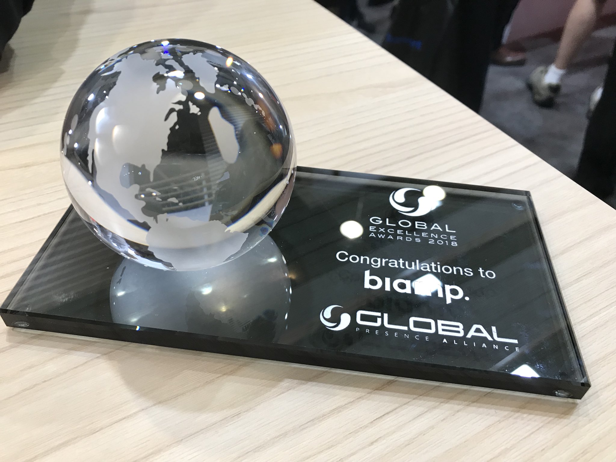 Image of the Global Excellence Award for 2018 for Biamp