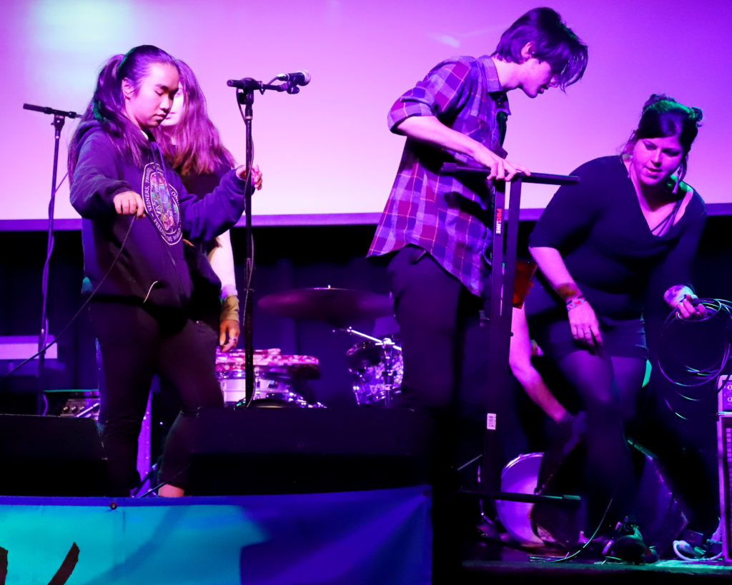 Image of Audio Engineering students setting up a Live Set Showcase