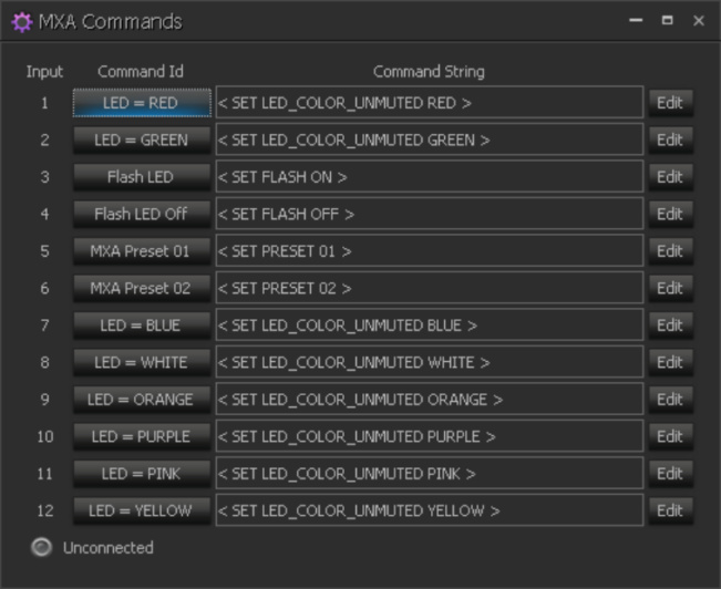 Screen shot of MXA Commands
