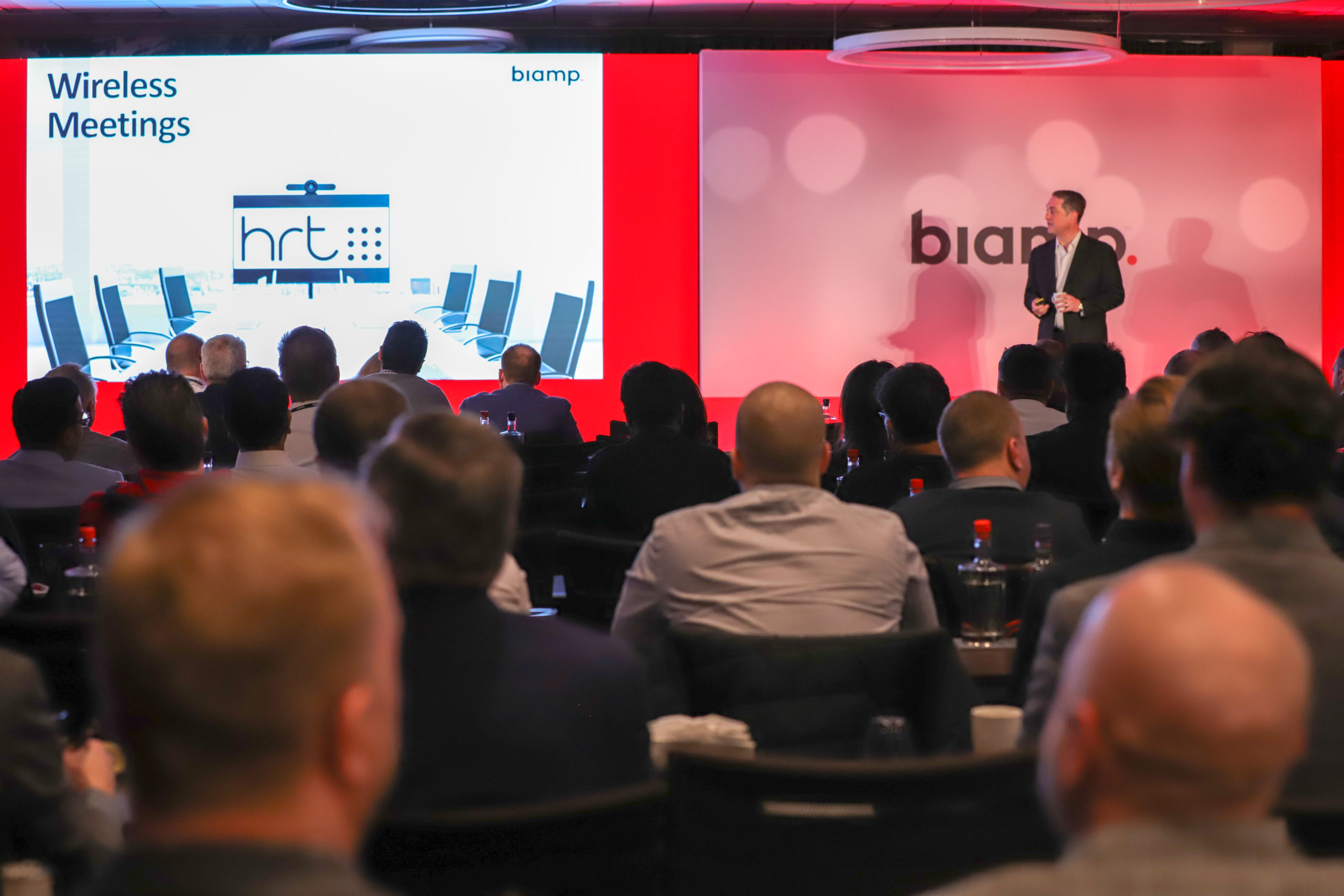 Image of Rashid Skaf, President, CEO, and Co-chairman of Biamp, talking to an audience.