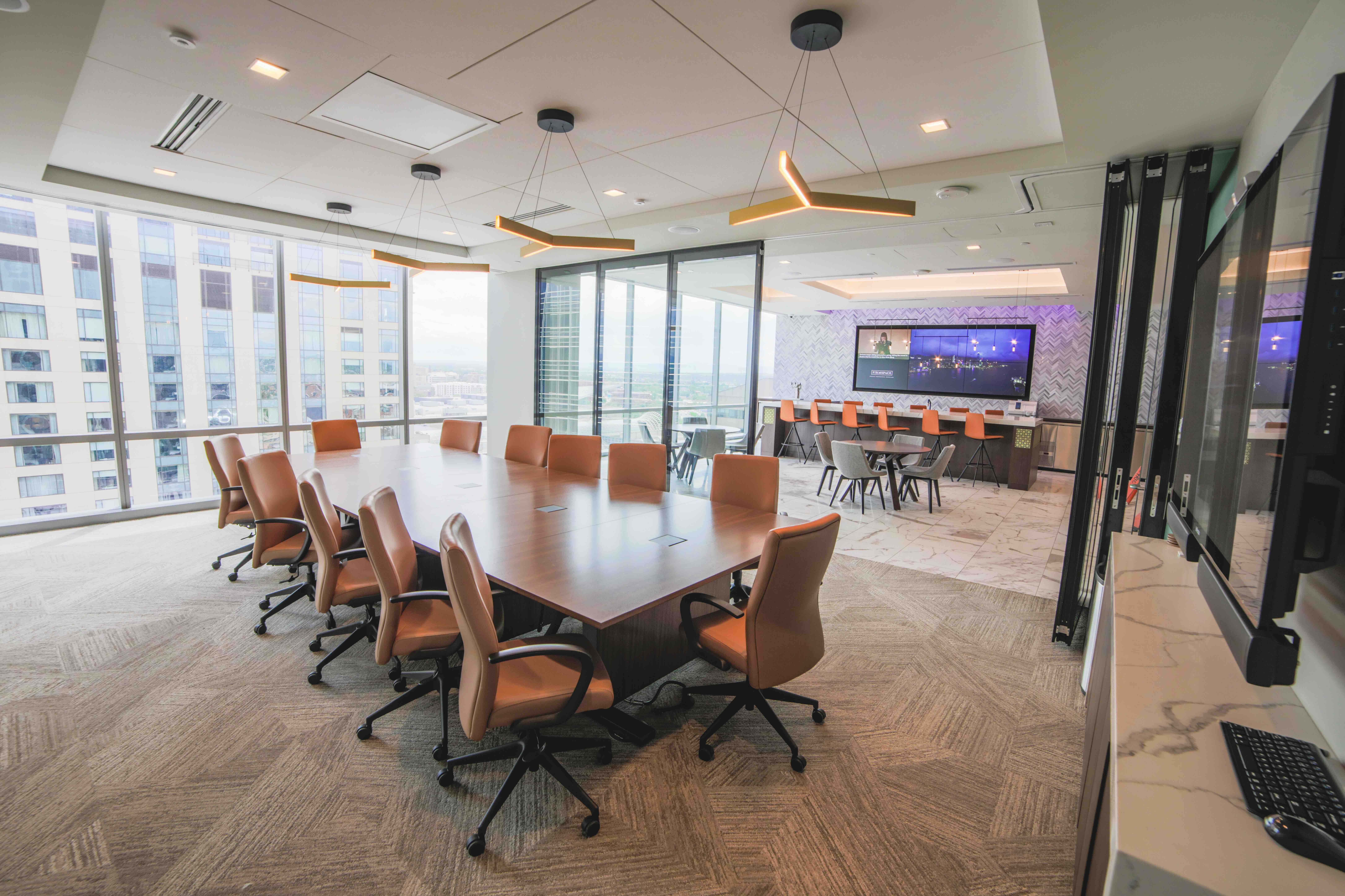 Firmspace conference room with a large window