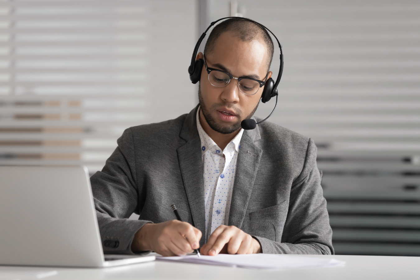 Court interpreter working remotely.