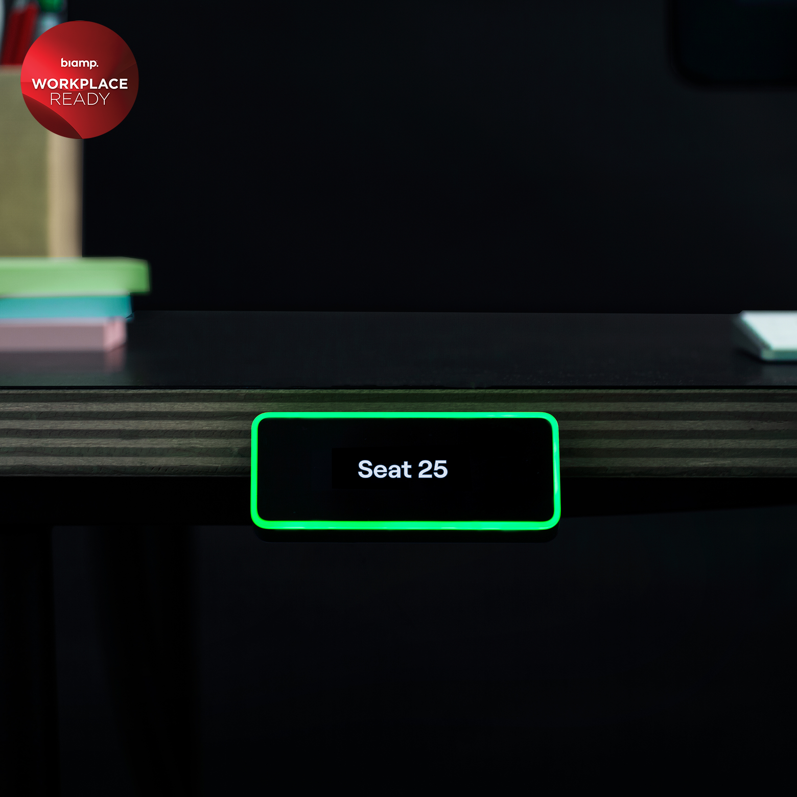Green Evoko Kleeo Desk Manager with Workplace Ready Badge