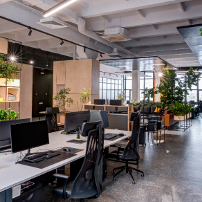 Sound masking open office collaboration space