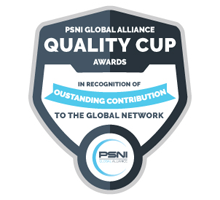 PSNI Global Alliance Quality Cup award badge recognizing outstanding contribution to the global AV network