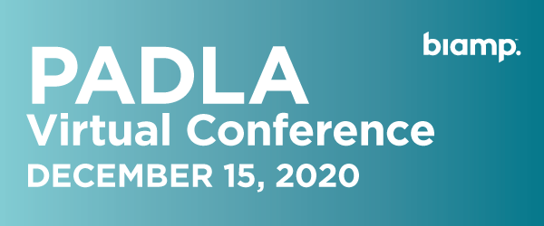 PADLA Virtual Conference December 15, 2020 promotional banner sponsored by Biamp