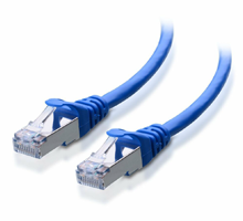 Blue Ethernet network cable with RJ45 connectors for high-speed data and AV connections