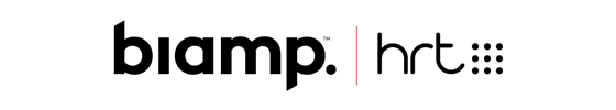 Biamp and HRT logos side by side, representing partnership in collaboration technology