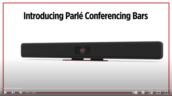 Biamp Parlé conferencing bar with integrated camera for professional video meetings