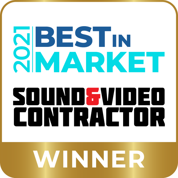2021 Best in Market award winner badge for outstanding AV technology products
