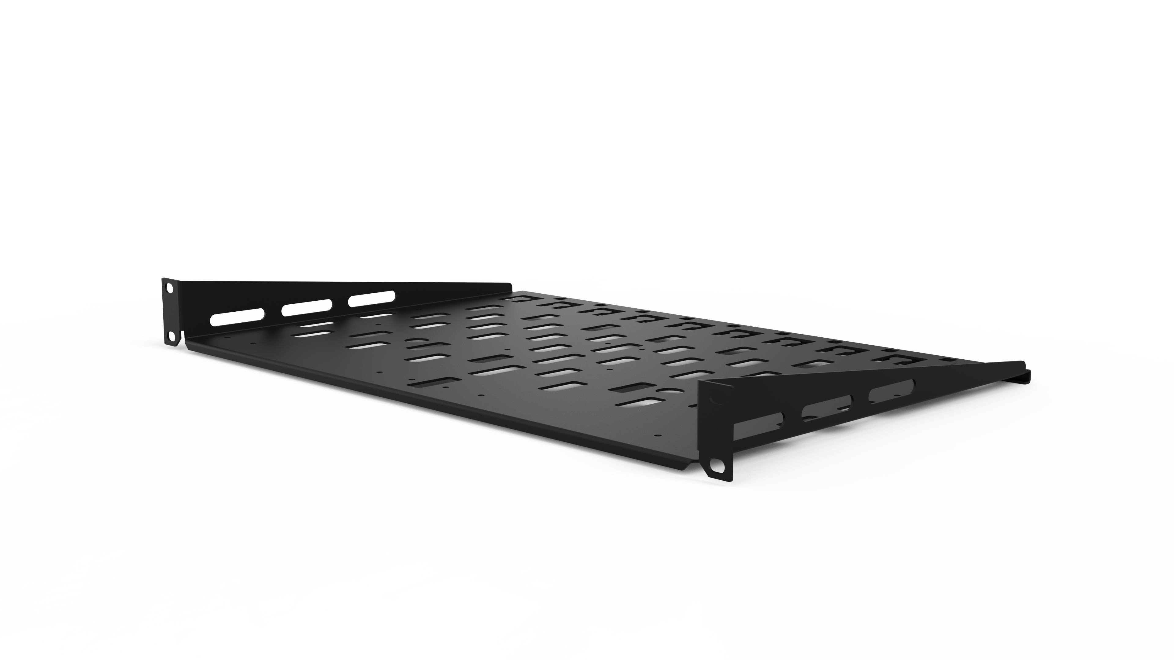 Biamp universal rack shelf accessory for mounting AV equipment in standard 19‑inch racks, providing secure, ventilated hardware support.