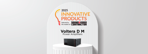 Biamp Voltera D M power amplifiers honored in Sound & Video Contractor’s 2025 Innovative Products awards for advanced commercial audio amplification.