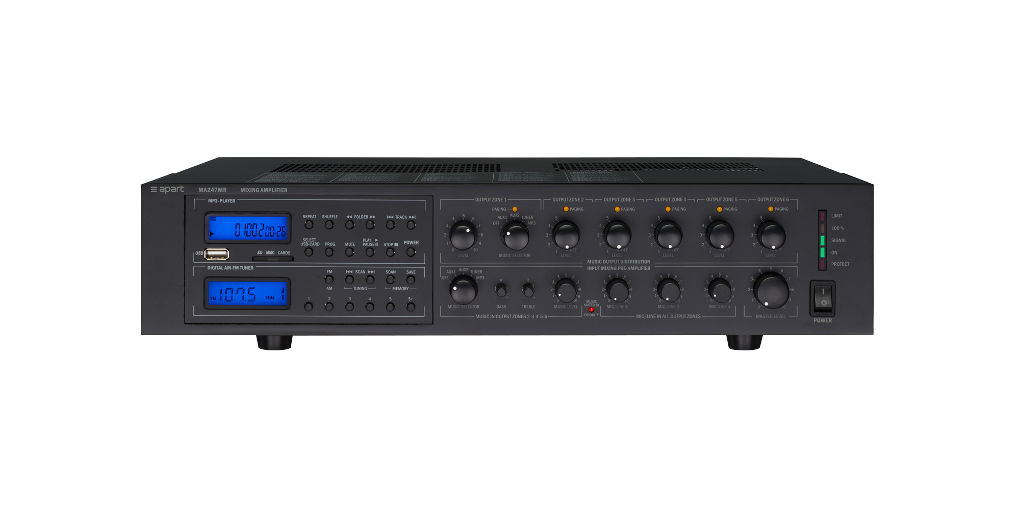 240 watt 6-zone 100volt amplifier system with FM/AM tuner