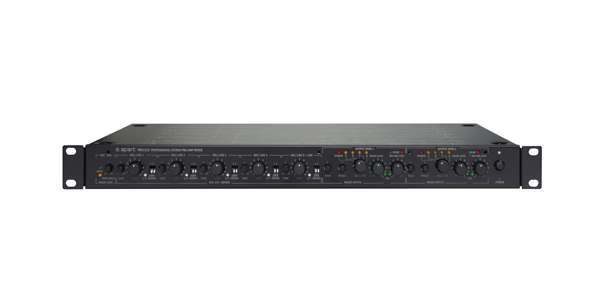 PM1122 2 stereo output zones and up to 10 inputs