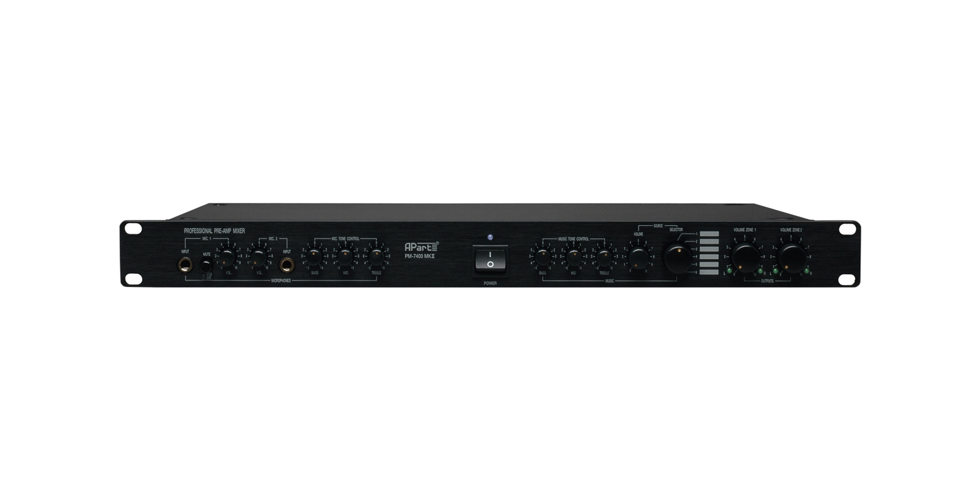 PM7400MKII stereo preamplifier ideal for applications with independent volume control in 2 stereo zones