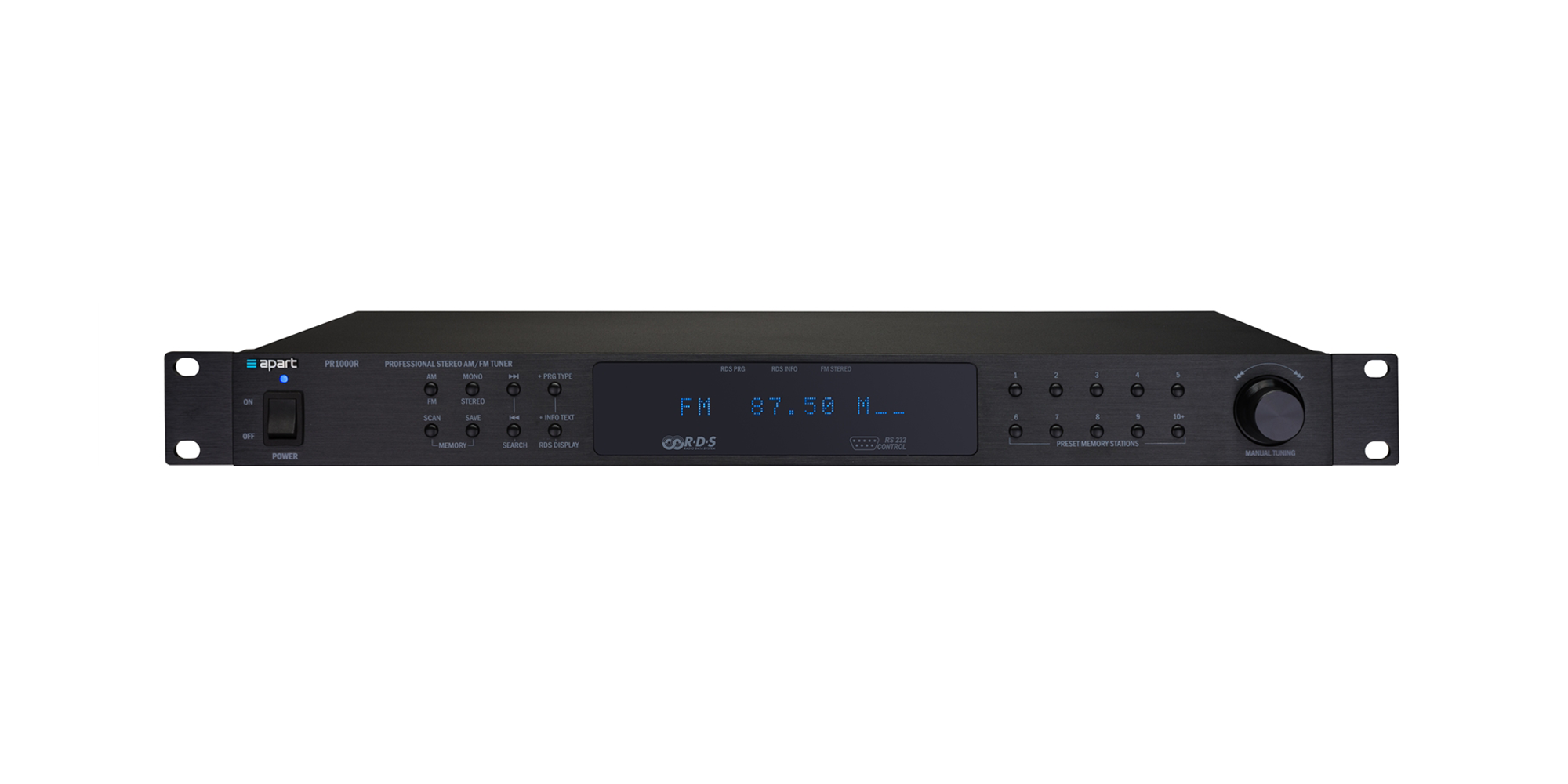 PR1000R AM/FM RDS tuner controllable via RS232 or infrared