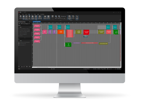 Tesira configuration screen on a computer monitor