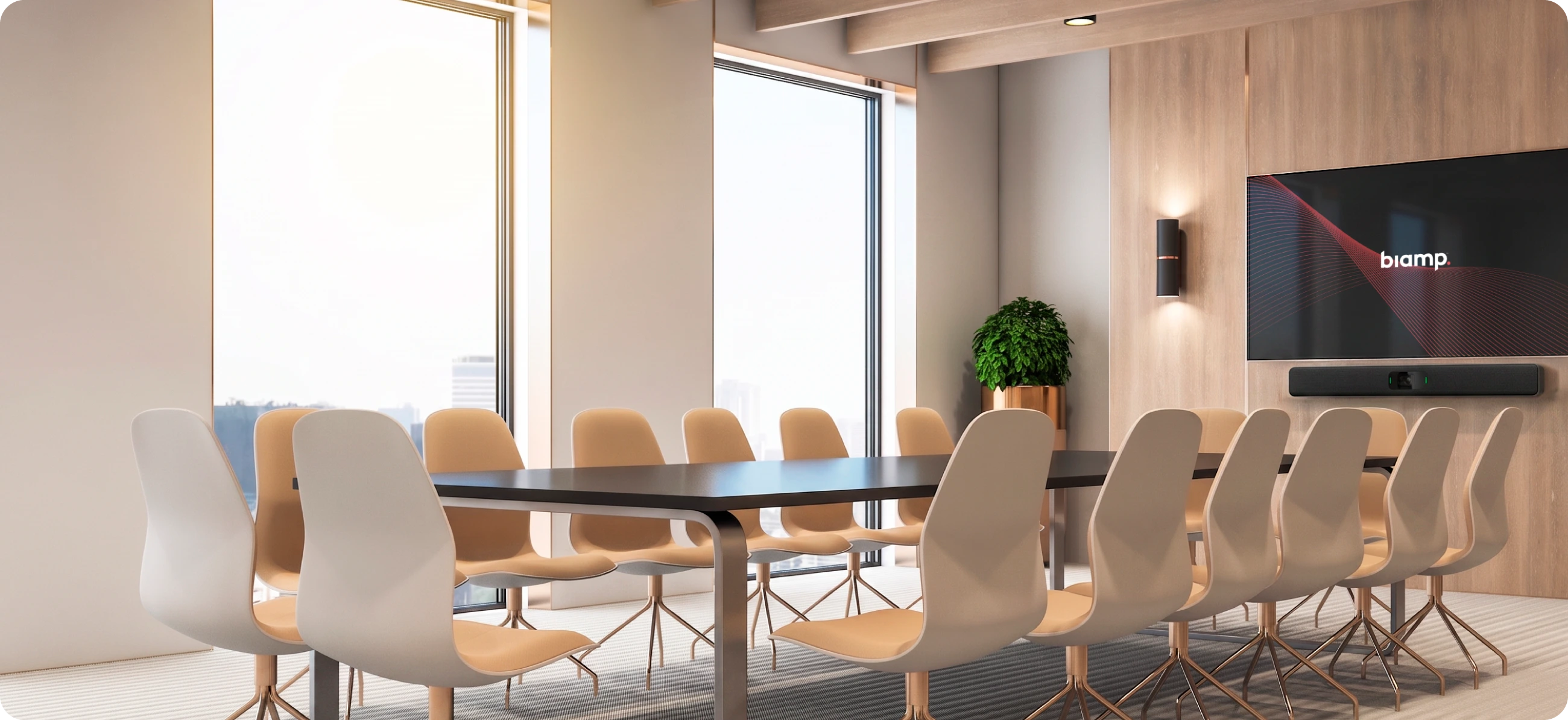 Conference Room with speakers and sound bar