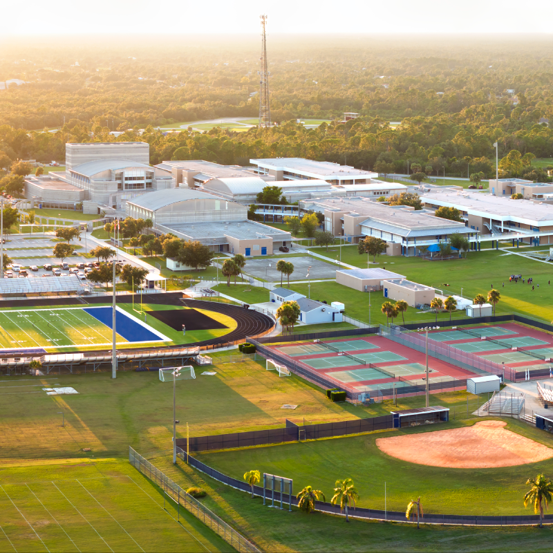 An open photo of a college campus