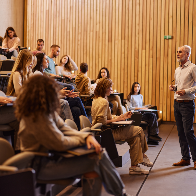 A professor lecturing