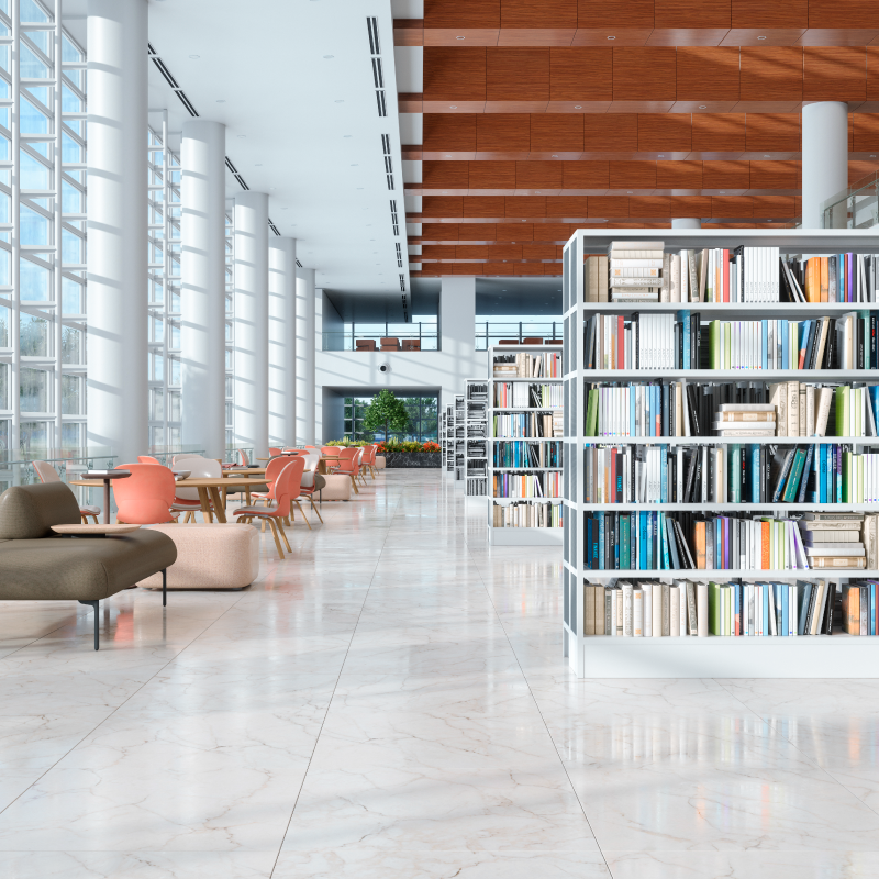 A library with lots of light