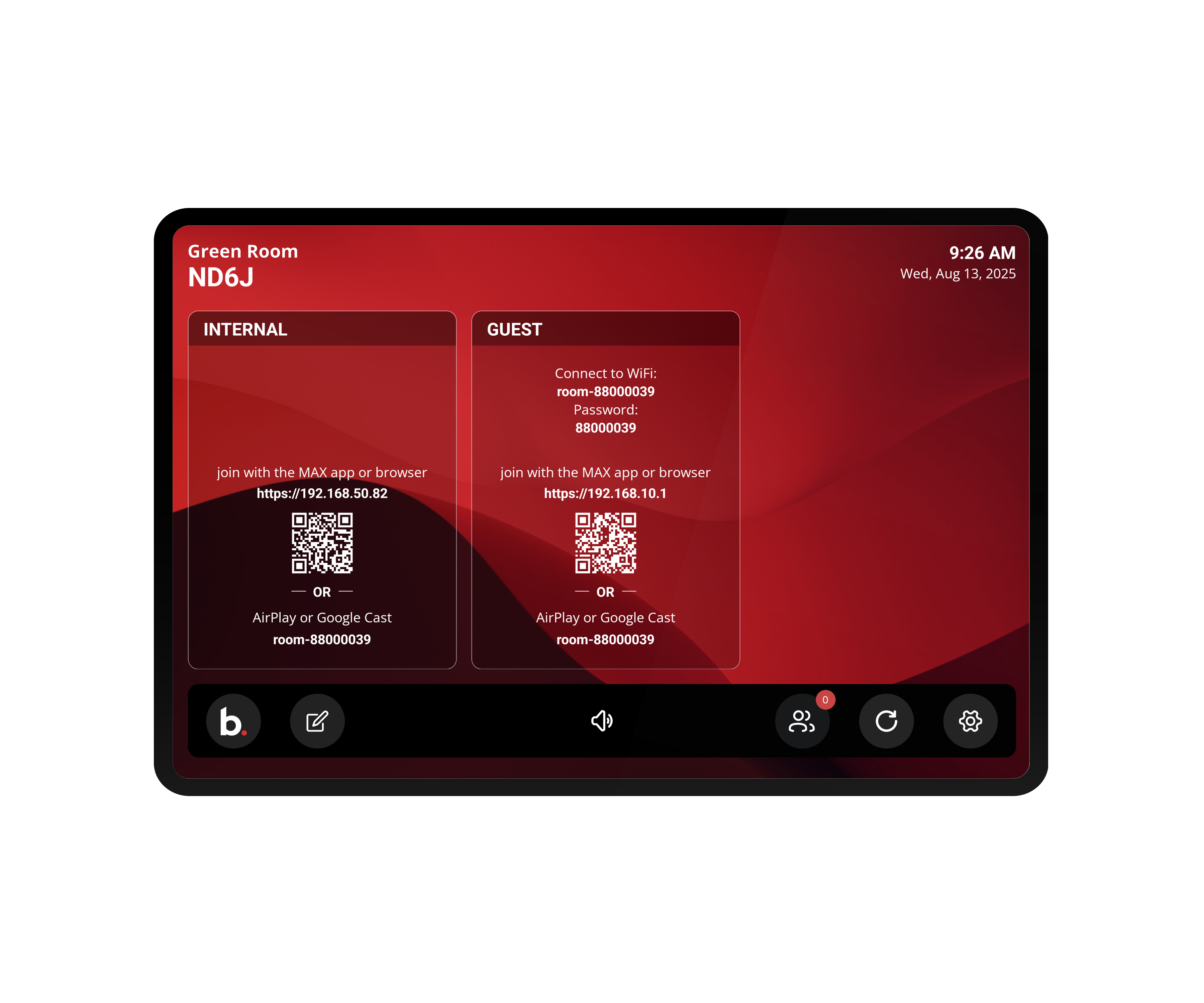 Welcome screen for max connect