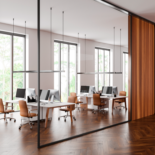 Image of an empty conference room.