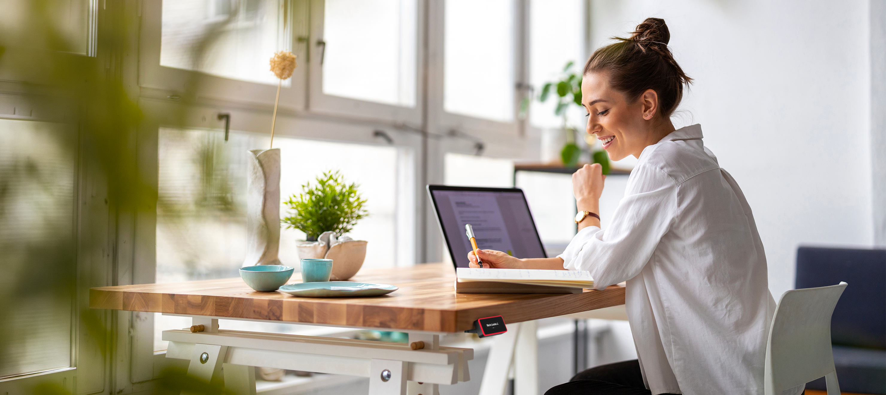 Biamp desk booking device in office