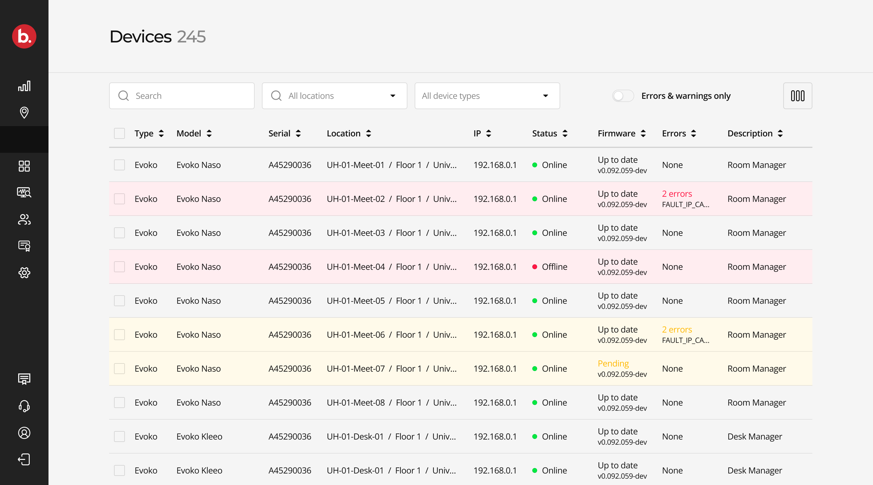 Workplace Device Management interface