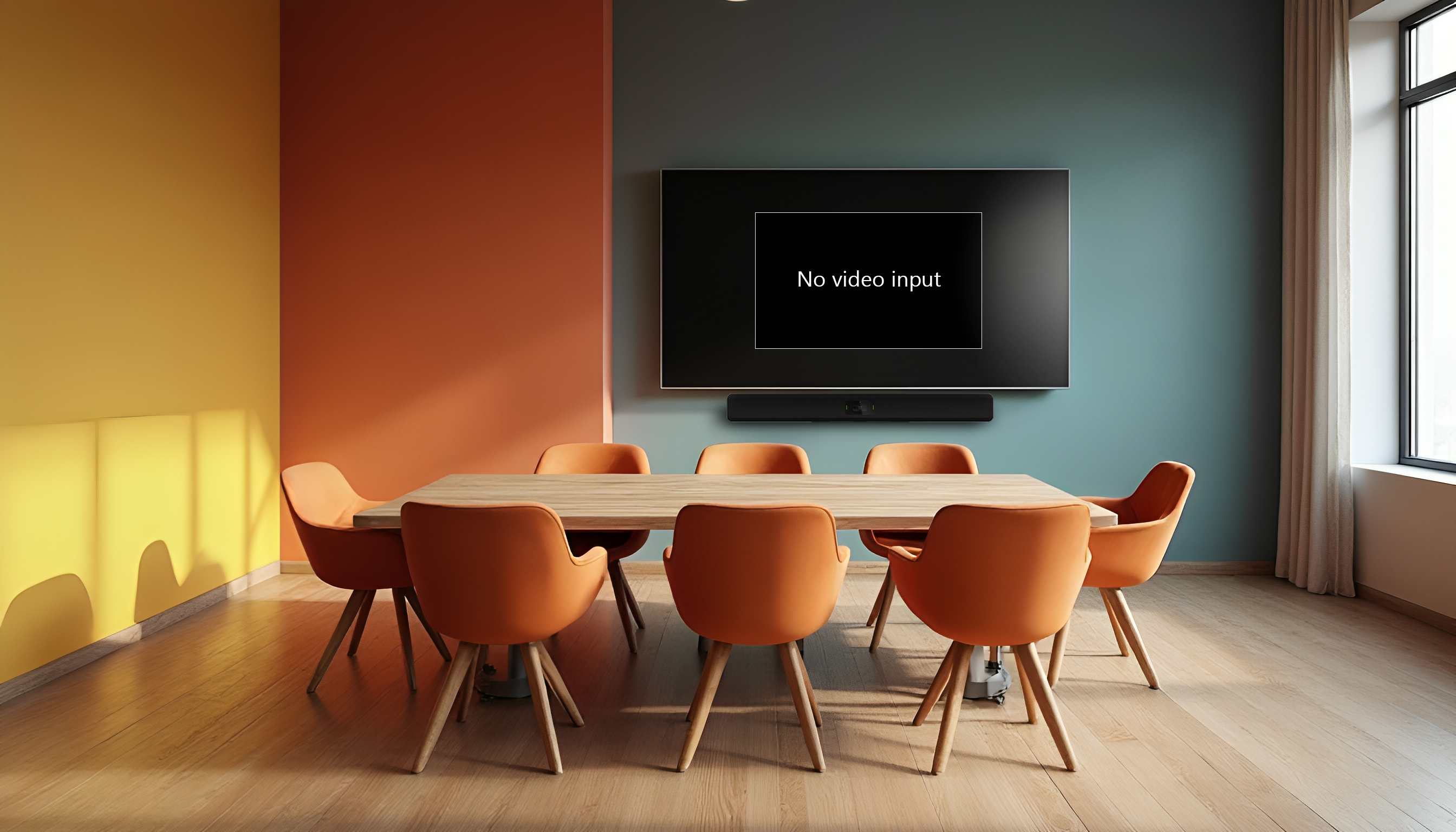 Desk in room showing a TV