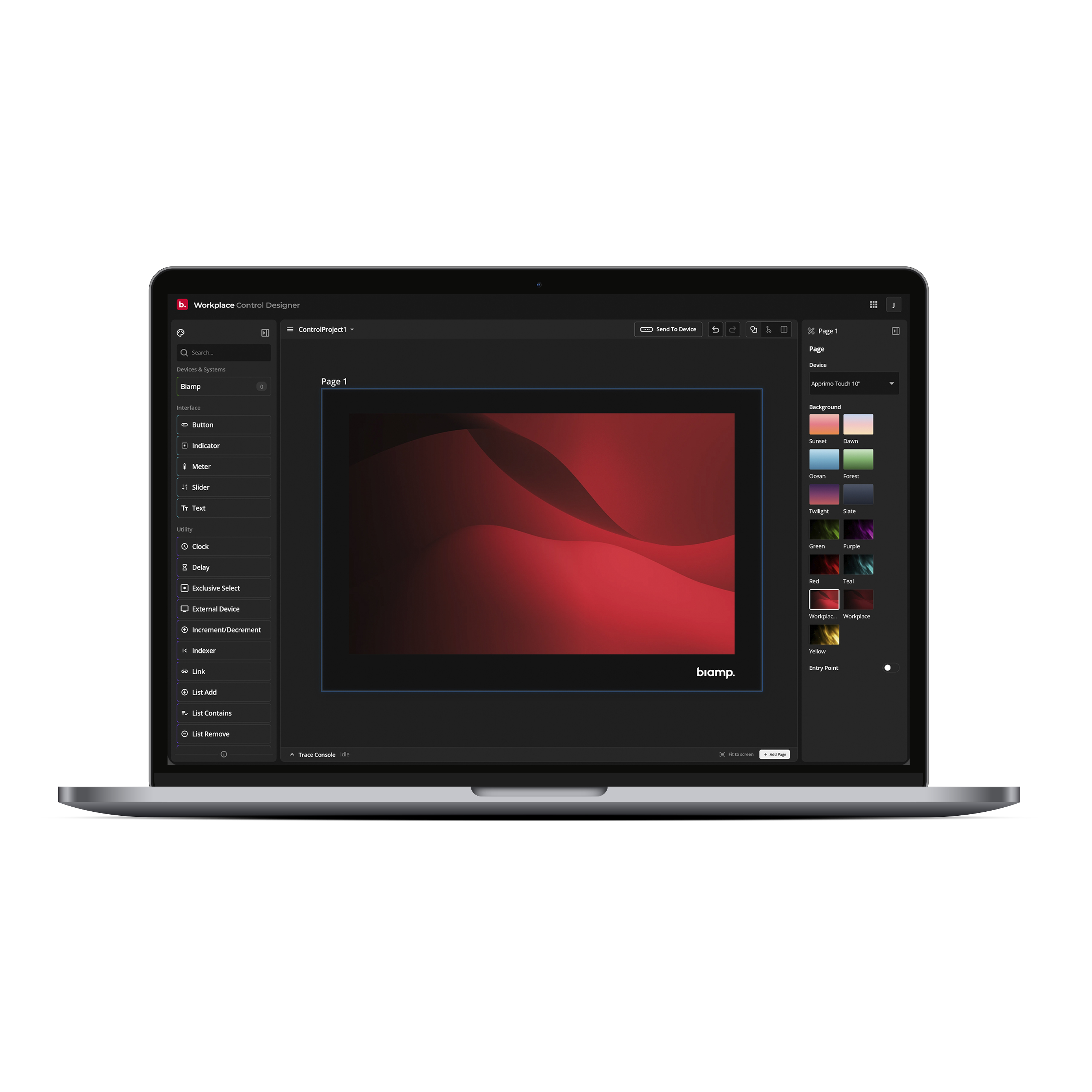 Laptop with workplace control page on it